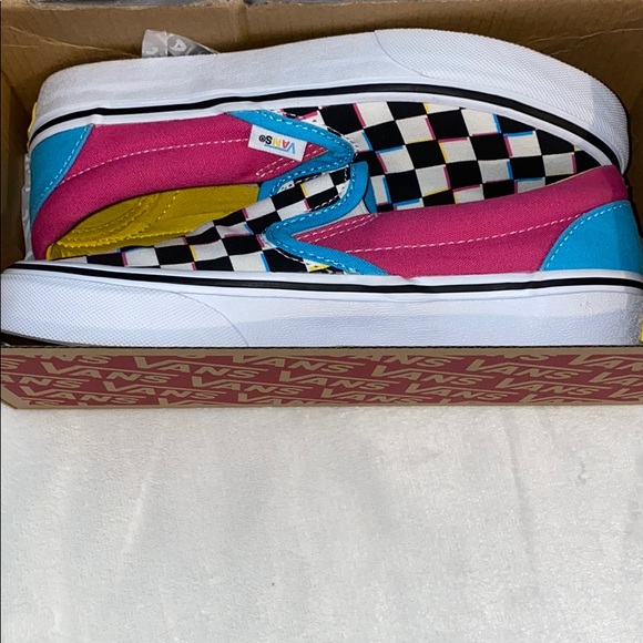 multi colored checkered vans